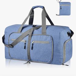Dimayar Travel Duffle Bag - Foldable Duffel Bag with Shoes Compartment - waterproof Blue New