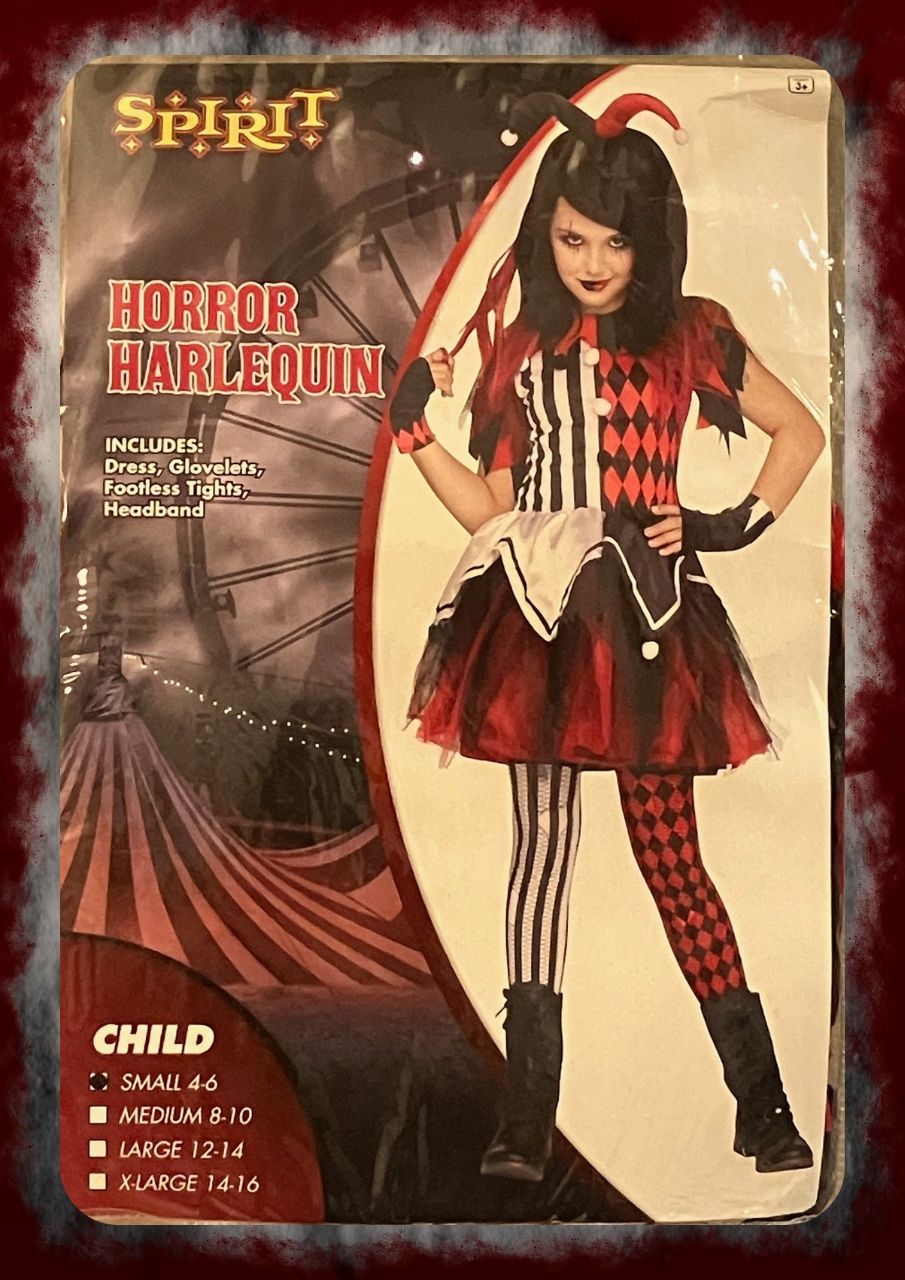 Kids Horror Harlequin Halloween Costume - Size Small (4-6)