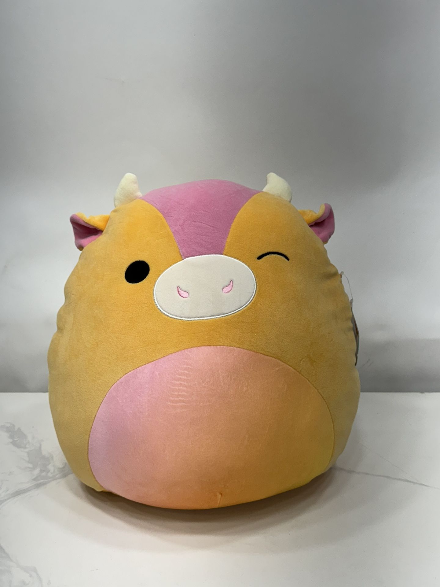 Squishmallow 16" Adjani The Sunset Cow Winking Orange Pink New