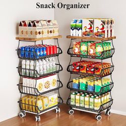 5-Tier Rolling Wire Basket Snack Organizer
