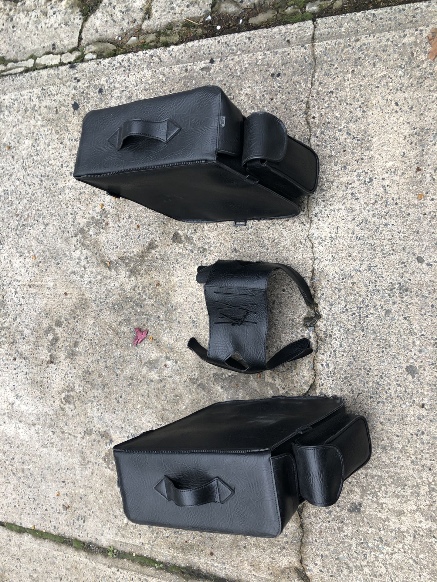 Leather saddle bags.