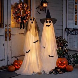 Lighted Halloween Ghost Figures Set of 2
