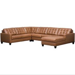 Italian Leather Sectional Couch With Chaise