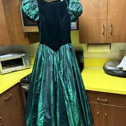 Vintage 1980S Party Dress “What’s Up By Carol” Black And Green Evening Gown Dress