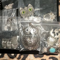 Huge Owl Jewelry Lot