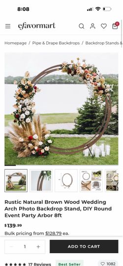 Rustic Natural Brown Wood Wedding Arch Photo Backdrop Stand,8ft