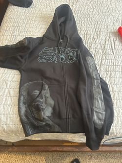 Blue And Black SDL Rhinestone Hoodie