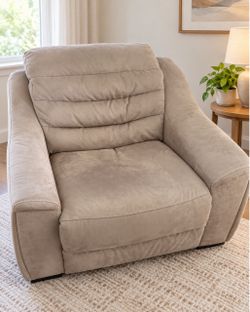Beige Fabric Oversized Recliner Chair
