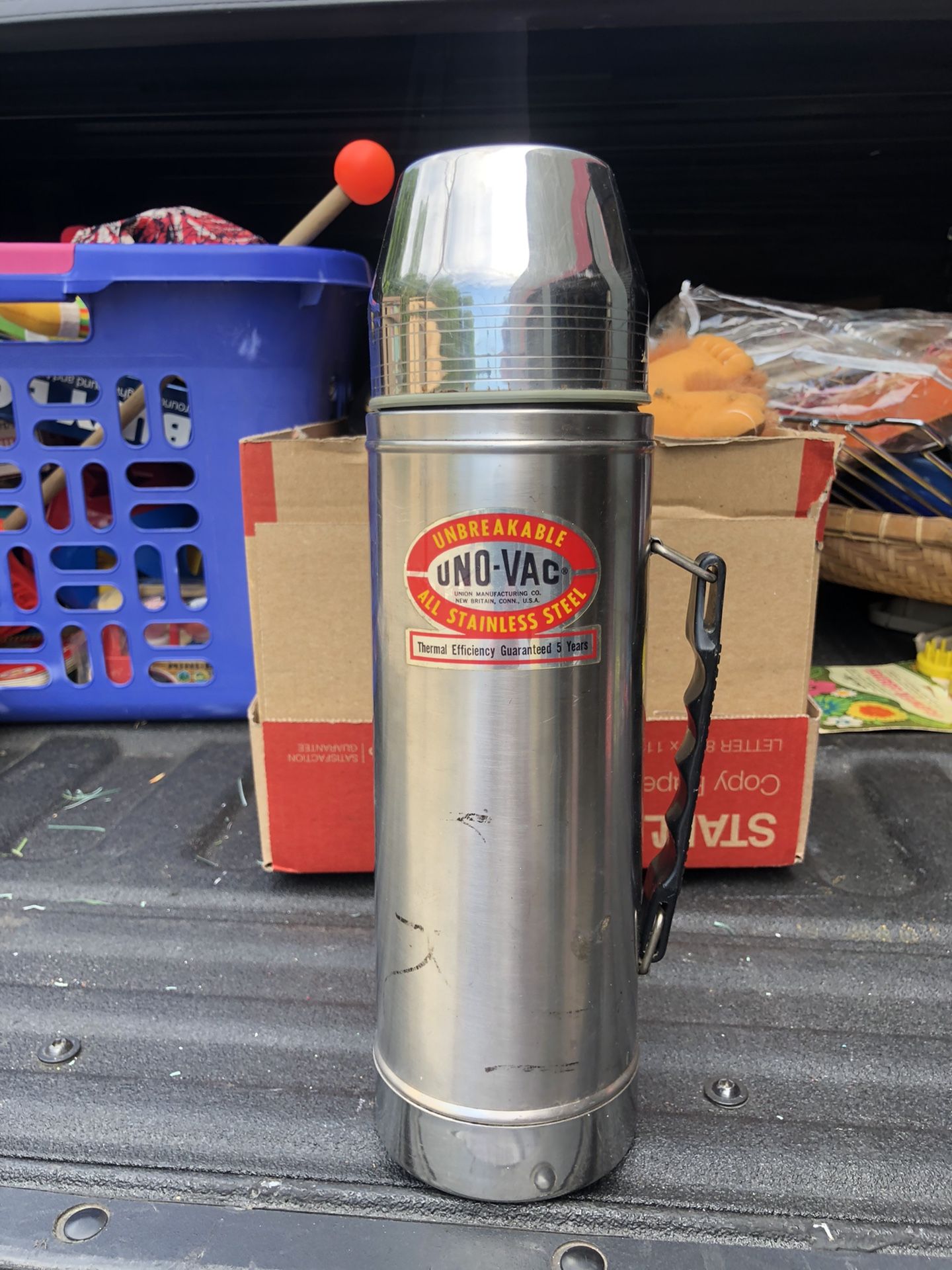 Vintage Uno Vac unbreakable Stainless Steel Vacuum Retro Thermos