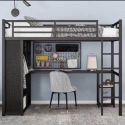 Twin bed with desk underneath