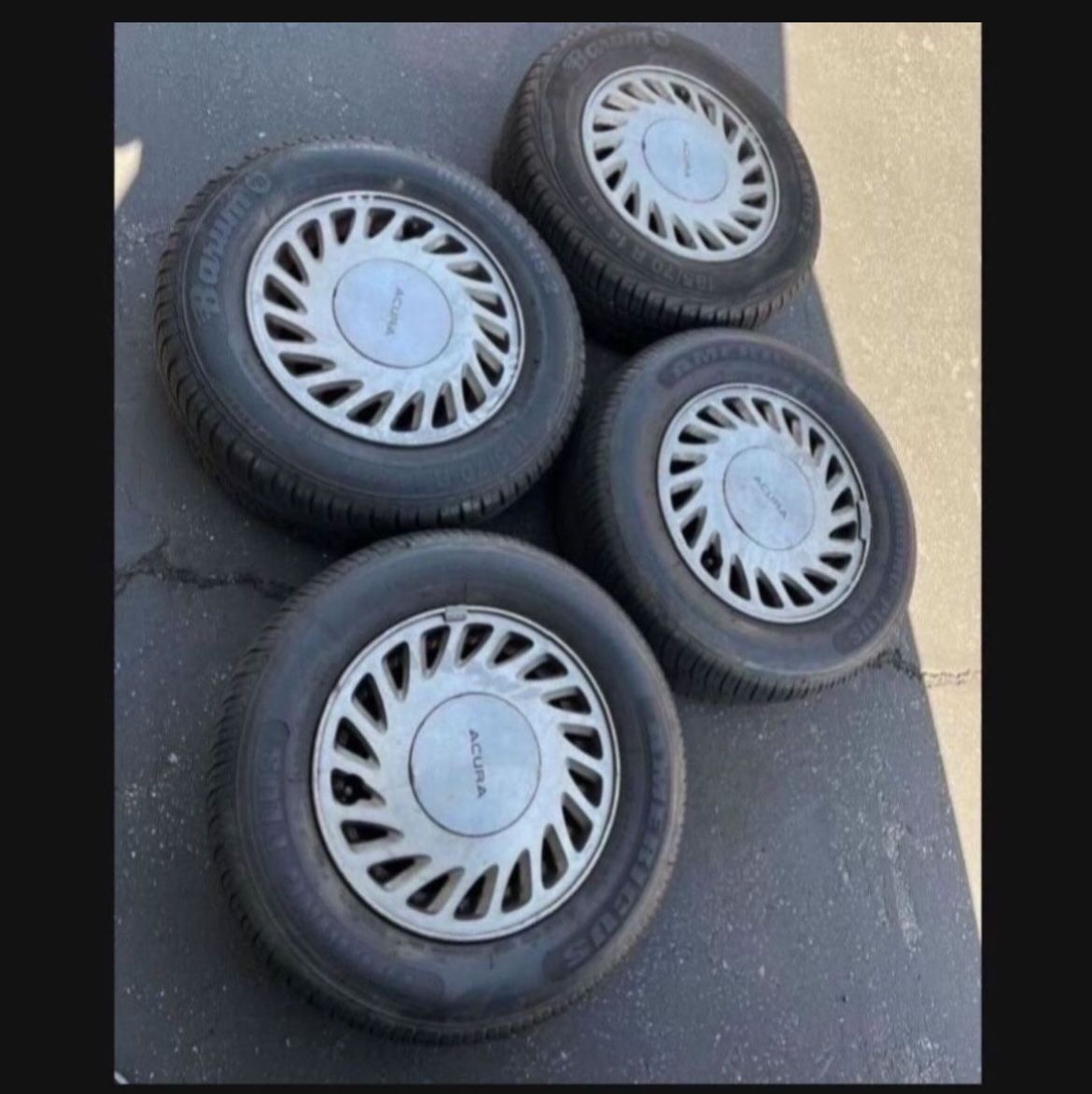 4 - 185/70r14 4x100 4x3.94 Stock Acura Integra Civic Fit Xa Xb Ia Echo Miata Wheels Rims Good 80% Treads Tires !!!!
