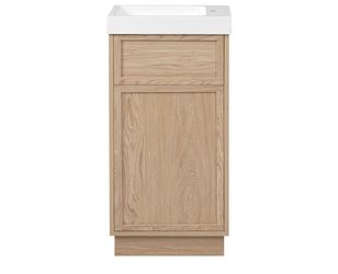 Assembled New 16 inch Narrow Bathroom Vanity with Sink, Small freestanding Bathroom Sink Cabinet, Compact Storage Cabinet