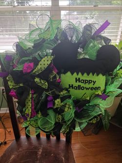 Happy Halloween Mickey Mouse Deco Mesh Wreath