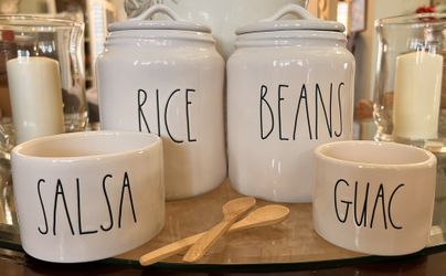 Rae Dunn Rice, Beans Canister Set (only)