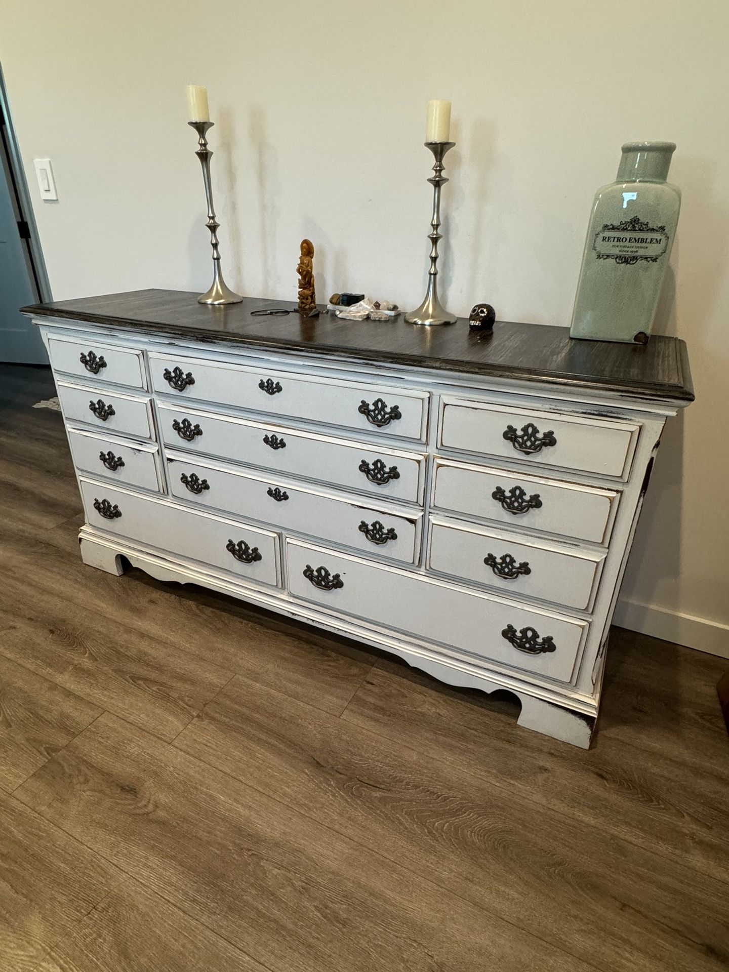 Charming Distressed Two-Tone Dresser - Perfect for Any Room!