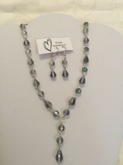 Glass Beads Necklace Earrings Set