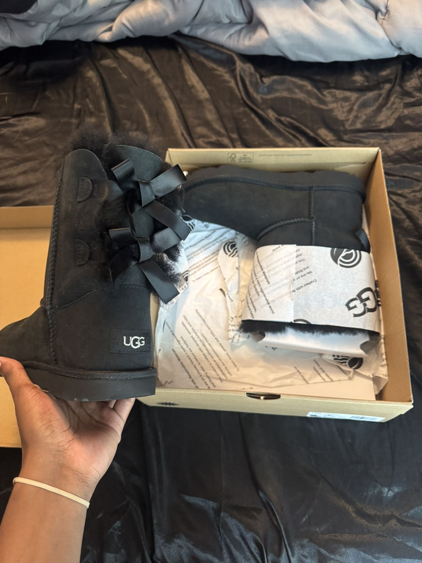 Black Ugg Bow Boot Sz 6