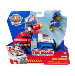 Brand New Paw Patrol Fire Rescue:Chase Rescue Fire Cruiser w Figure, Launcher, Accessories