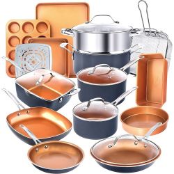 Gotham Steel 20 Piece Nonstick Pots and Pans Set including Bakeware,  Nonstick Cookware Set Copper - for Sale in North Bergen, NJ - OfferUp