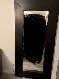 Large Floor Mirror with Black Frame