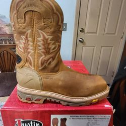 BRAND NEW JUSTIN MONTANA PULL UP WORK BOOTS SIZE 11 D MR 