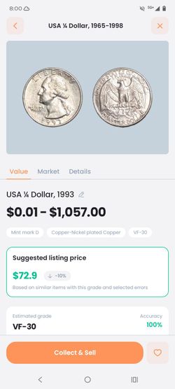 1993-D Washington Quarter Dollar