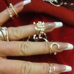 Rings Bands Gold Silver Color, Clear Stones 