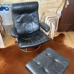 Vintage Ekornes Stressless Recliner & Ottoman