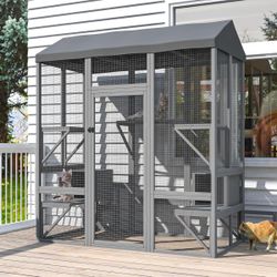 Large Outdoor Wooden Cat Enclosure Catio