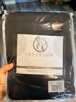 Superior Blackout Curtain Panels 52x84 Black brand new