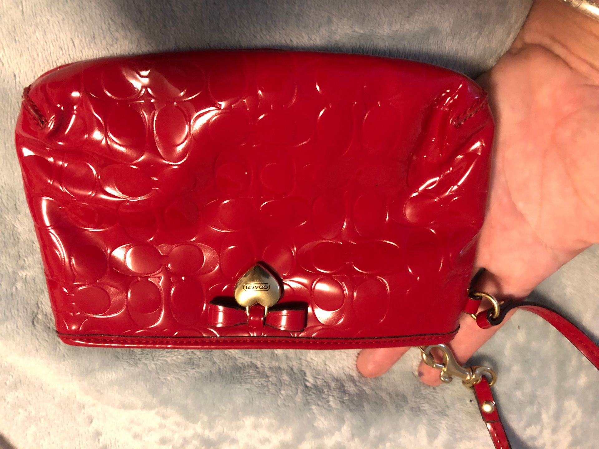 Red leather coach bracelet wallet/purse/bag