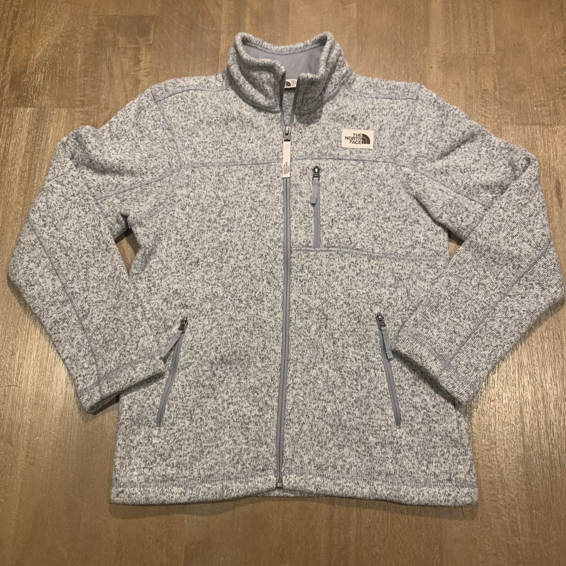 The North Face Full Zip Fleece Jacket Size Medium 10/12 Light Gray