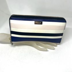 KATE SPADE NEW YORK💥VINTAGE💥Stripe Continental Zip Saffiano Leather Wallet 