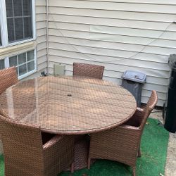 Patio Furniture Set 5pcs With cover And Umbrella Holder