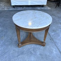 Round End Table - Wood Base / Faux Marble Top