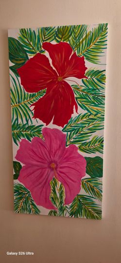 Canvas hand painted hibyscus