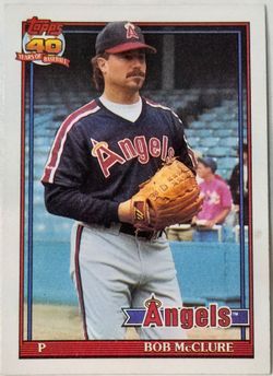 1991 Topps Bob McClure Angels Baseball Card # 84 Unc