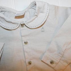 PAZ Rodriguez Baby Boys 12 Months Beige Neutral Button Shirt - Made in Spain