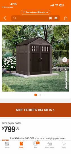 Shop Suncast 6 ft. W × 5 ft. D Plastic Resin Storage Shed with Floor (34 sq. ft.) in Dark Taupe (Gray)