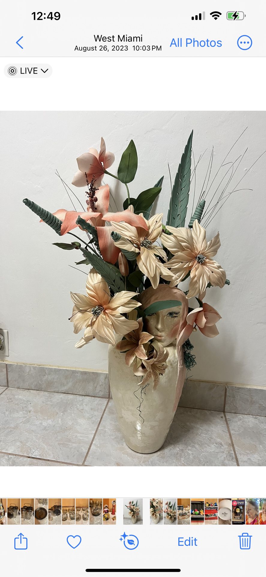 Vintage Floral Ceramic Vase