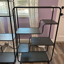 Black metal and wood book shelves 