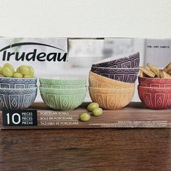 Trudeau Bowls 4.5 in. Multicolor Porcelain Bowls - 10 Pack