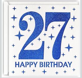 Blue 27th Birthday Card Laser Cut Glitter Age 27