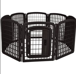 Amazon Basics 8-Panel Plastic Pet Pen Cage Playpen Black 28-Inch