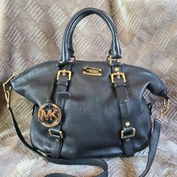 Michael Kors Bedford Belted Black Leather Satchel
