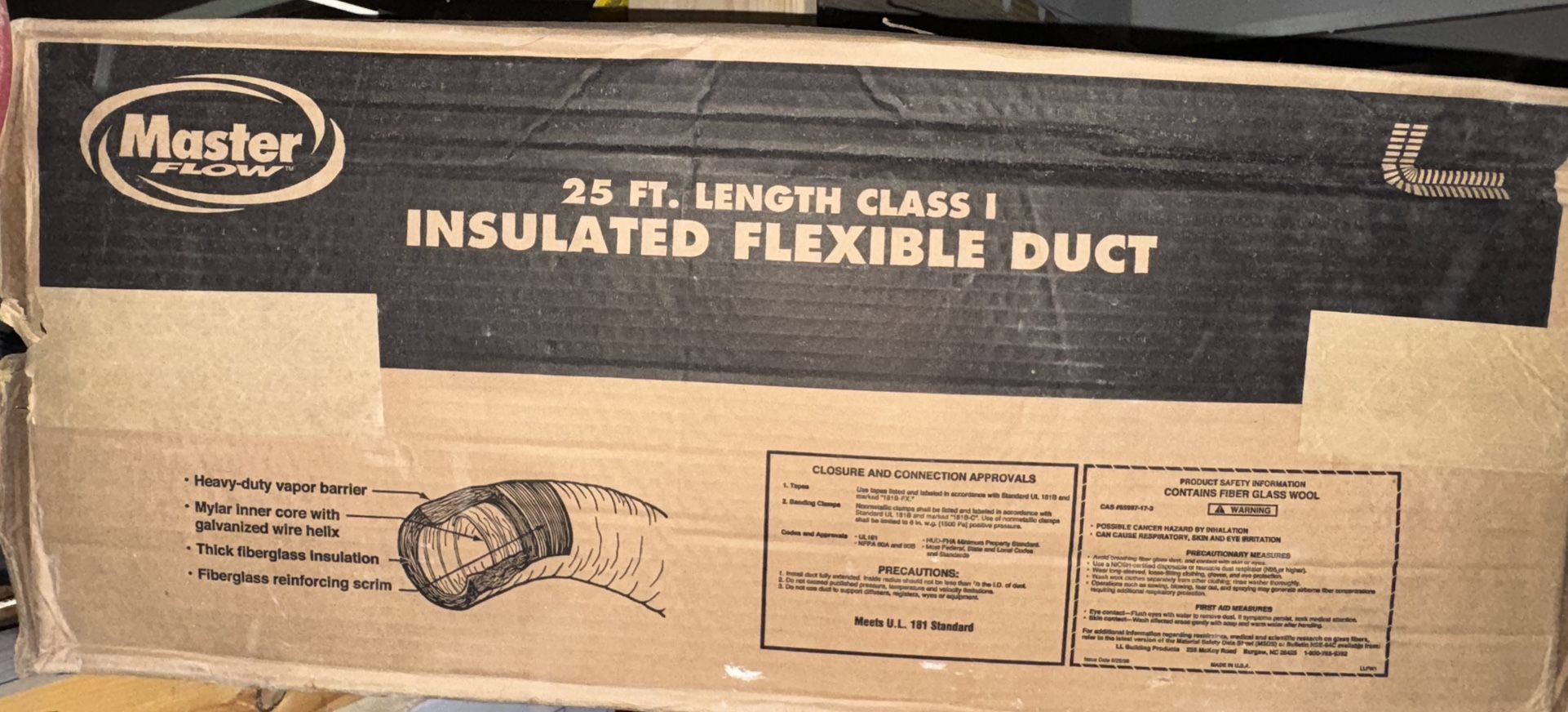 7 in. x 25 ft. Insulated Flexible Duct R6 Silver Jacket