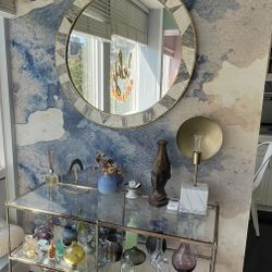 Glass Display Shelf Console Table