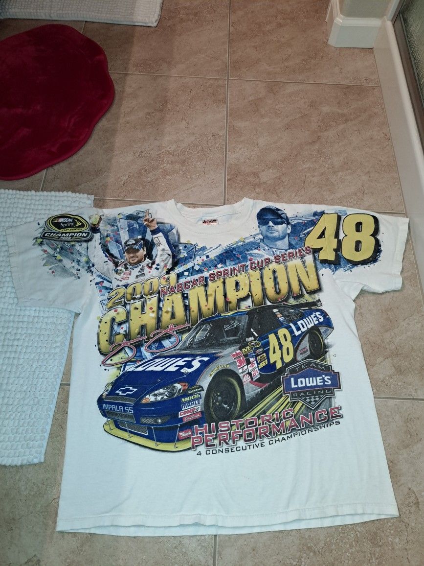 Jimmie Johnson Champion All over Print Double Sided Nascar T shirt XL