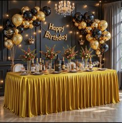 Wish Care Gold Satin Table Clothe for 6Ft Rectangular Table - Wrinkle Resistant