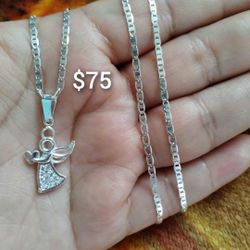 925 Sterling Silver Chain With The Pendant/Cadena Con Dije De Plata 925